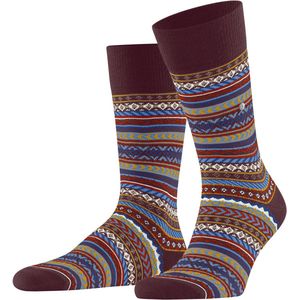 Burlington - Heren Sokken - Rood Claret - Fair Isle - 1 Paar