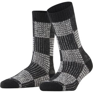 Burlington - Charming Checks - Huissokken - Zwart - Wol Alpaca Gedessineerd