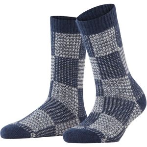 Burlington - Charming Checks - Dames Sokken - Blauw Midnight - 1 Paar