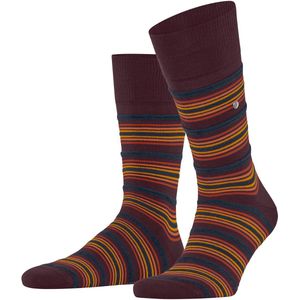 Burlington - Funky Stripe - Heren Sokken - Rood Claret - Katoen Viscose Gedessineerd - 1 Paar