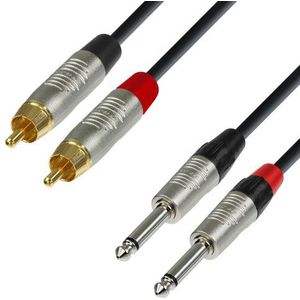 Adam Hall 4 Star Series Rean audiokabel (2 x RCA-stekker op 2 x 6,3 mm jack mono 0,9 m)