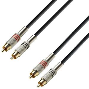 Adam Hall Cables K3TCC0600 Serie 3 Star audiokabel 2 x RCA-stekker naar 2 x RCA-stekker, 6 m