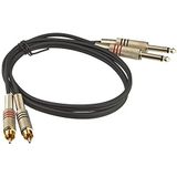 Adam Hall Cables 3 STAR TPC 0100 audiokabel 2 x RCA-stekker op 2 x 6,35 mm jack mono, 1 m