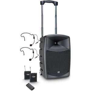 LD Systems ROADBUDDY 10 HBH 2; Bluetooth-luidspreker op batterijen met mixer, draadloze microfoon, bodypack en headset LDRBUD10HBH2 zwart