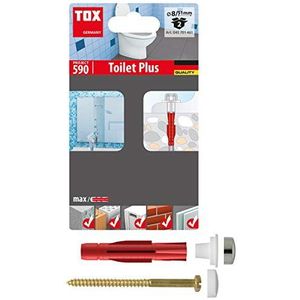 TOX Toilet Plus 045701461 Toilet Plus, met multifunctionele pluggen Tri 8x51 + messing zeskantschroeven 6x85, inclusief afdekkappen wit + chroom, corrosievrij, 2 stuks per blister