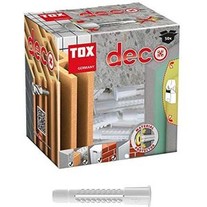 TOX Multifunctionele pluggen met kraag Deco 10 x 66 mm, pluggen voor bijna alle bouwmaterialen, 50 stuks, 016100081