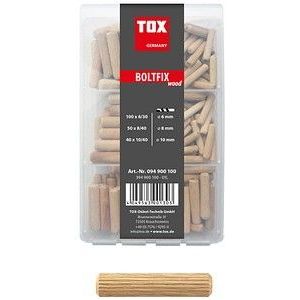 TOX Houten pluggen Miniset Boltfix wood, Gr. 6x30 mm (100 stk.), 8x40 mm (50 stk.), 10x40 mm (40 st.), betrouwbare verbinding van houten onderdelen geschikt voor meubels, met praktische doos, 190 st.,