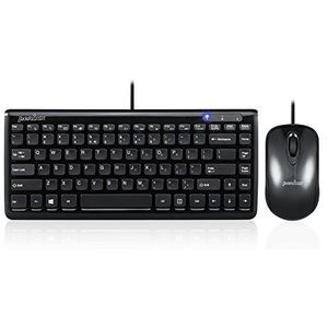 Perixx PERIDUO-307 B US toetsenbord en muis met kabel - Piano Black Design - Chiclet Key Design -11 Multimedia Toetsenbord - Amerikaanse lay-out