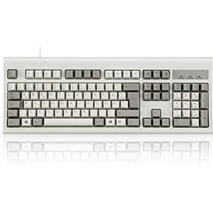 Perixx PERIBOARD-106M USB-toetsenbord, bekabeld, volledig formaat, ergonomisch design, retro/vintage design, grijs/wit