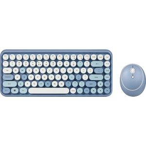 Perixx PERIDUO-713BL Draadloze Mini Keyboard en Muis Combo - Pastel Blauw - US Lay-out