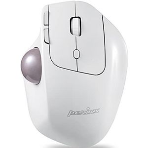 Perixx PERIMICE-720 Draadloze 2,4 GHz en Bluetooth Ergonomische Trackball Muis, Verstelbare Hoek, 2 DPI Niveau, Wit