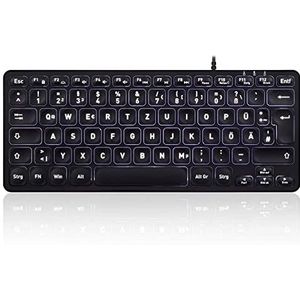 Perixx PERIBOARD-332B - Mini-Toetsenbord - Zwart - USB Kabelgebonden - Verlichte Toetsen