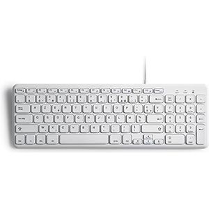 Perixx PERIBOARD-213W USB-Tastatur, kabelgebunden, leise, 36,7 x 12,1 x 1,8 cm, kompaktes Design mit Nummernblock, französisches AZERTY, Weiß