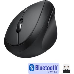 Perixx PERIMICE-619B Bluetooth draagbare verticale muis - Draadloze 3-in-1 multi-apparaat Spec - Silent-Click - Draagbaar compact formaat - zwart - rechtshandig