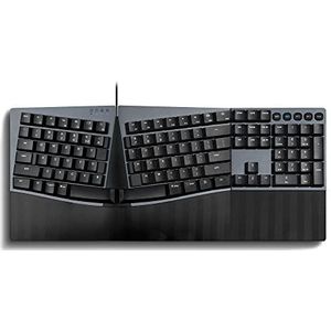 Perixx PERIBOARD-535BR Bedrad ergonomisch mechanisch gesplitst toetsenbord - bruine tactiele schakelaars - programmeerbare functie met 4 macrotoetsen - compatibel met Windows en Mac OS X - Amerikaans Engels