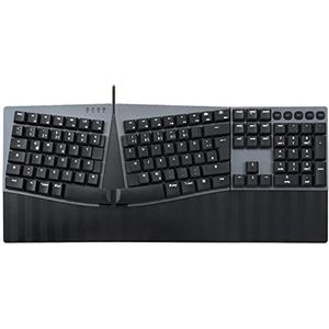 Perixx PERIBOARD-535BR Ergonomisch mechanisch toetsenbord, bekabeld, lage profiel, bruine schakelaars, programmeerbare functie, compatibel met Windows en Mac OS X, QWERTZ