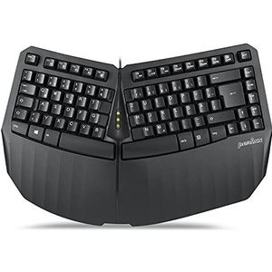 Perixx PERIBOARD-413B, ergonomisch compact toetsenbord, bedraad, geïntegreerde polssteun, USB, DE QWERTZ