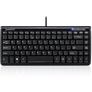 Perixx PERIBOARD-407B US, Wired USB Mini Keyboard with 11 Hot Keys - Glossy Black - US English