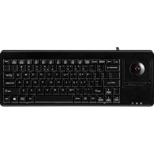 Perixx PERIBOARD-514 H PLUS Toetsenbord USB QWERTY, US-Engels Zwart Geïntegreerde trackball, Muisknoppen, USB-aansluiting