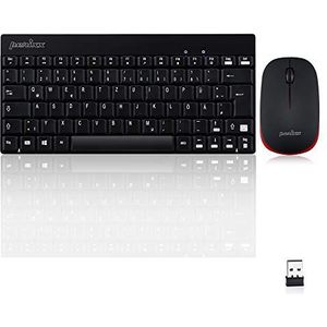 Perixx PERIDUO-712, draadloos mini-toetsenbord en muisset, mini-formaat, met nano-ontvanger, 2,4 GHz, zwart, licht en klein