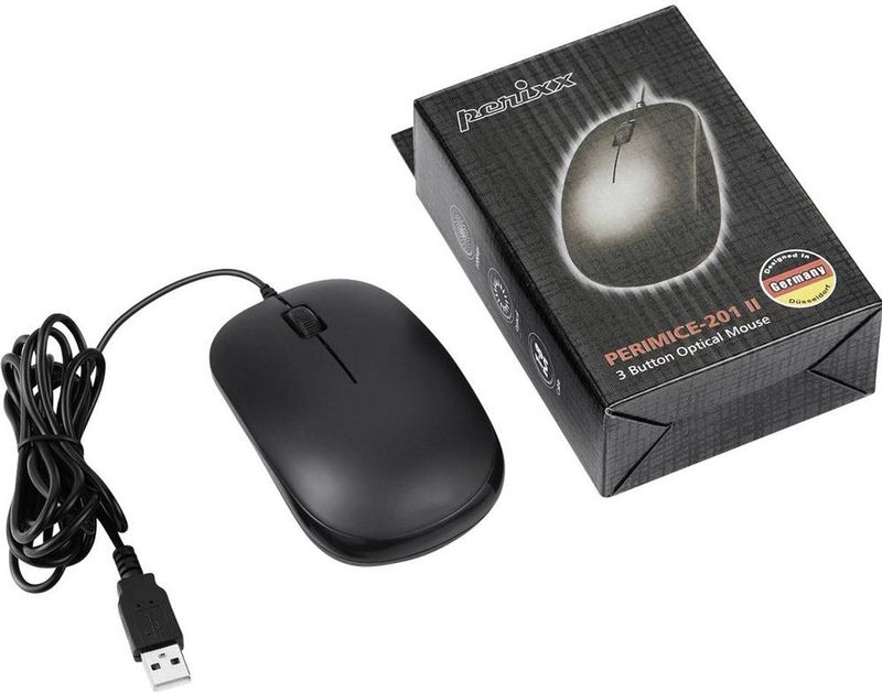 Perixx - PERIMICE-201 U B - Muis - Zwart - Bedraad - 800 DPI