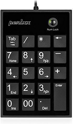 Perixx PERIPAD-202UB Laptop numeriek toetsenbord - USB - verstektoetsfunctie - 19 toetsen - grote letters - stille schaartoetsen type X - zwart