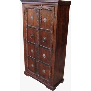 Guru-Shop Garderobe, Garderobe, Massief Hout, Koloniale Stijl - Model 5, Brown, 180x90x40 cm, Garderobekasten