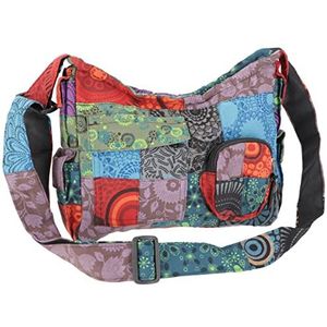 Guru-Shop Ethno Schoudertas, Grote Nepalese Patchwork tas - Zwart, Unisex Adults, Katoen, Size:One Size, 25x30x10 cm, Schoudertassen