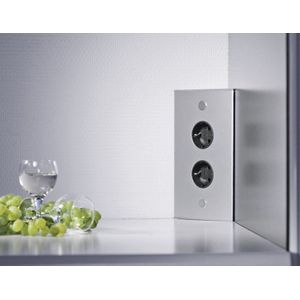 Hoekstopcontact 2-voudig RVS Thebo