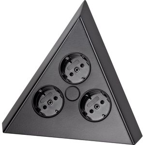 Thebo - Togo - Aansluitdoos - Zwart - Staal en Kunststof - 3 Stopcontacten