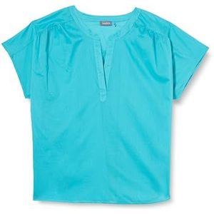Samoon Dames 260031-21053 blouse, cyaan, 44, cyaan, 44