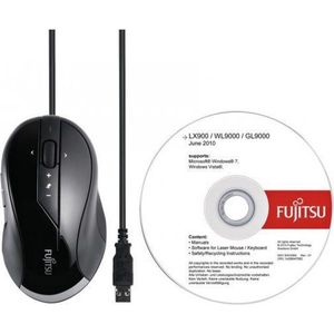 Fujitsu GL9000 muis USB Laser 1600 DPI Zwart