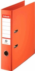 Ordner Esselte® No. 1, A4, Rückenbreite 75 mm, für ca. 500 Blatt, Hebelmechanik, Rückenschild, Griffloch & Raumsparschlitze, FSC®-Karton, orange