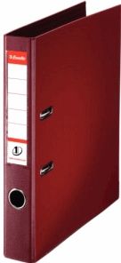 Ordner Esselte® No. 1, A4, Rückenbreite 50 mm, für ca. 350 Blatt, Hebelmechanik, Rückenschild, Griffloch & Raumsparschlitze, FSC®-Karton, bordeaux