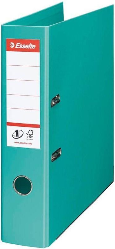 Ordner Esselte® No. 1, A4, Rückenbreite 75 mm, für ca. 500 Blatt, Hebelmechanik, Rückenschild, Griffloch & Raumsparschlitze, FSC®-Karton, hellgrün