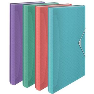 Esselte 626254 A4-map met 5 tabbladen en 6 vakken, thuis/kantoor, reliëfpatroon, Colour'Breeze serie, verschillende kleuren