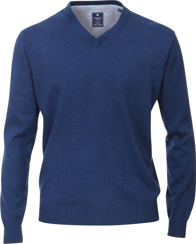 Redmond - Casual Trui - Donkerblauw - V-hals - 100% Katoen