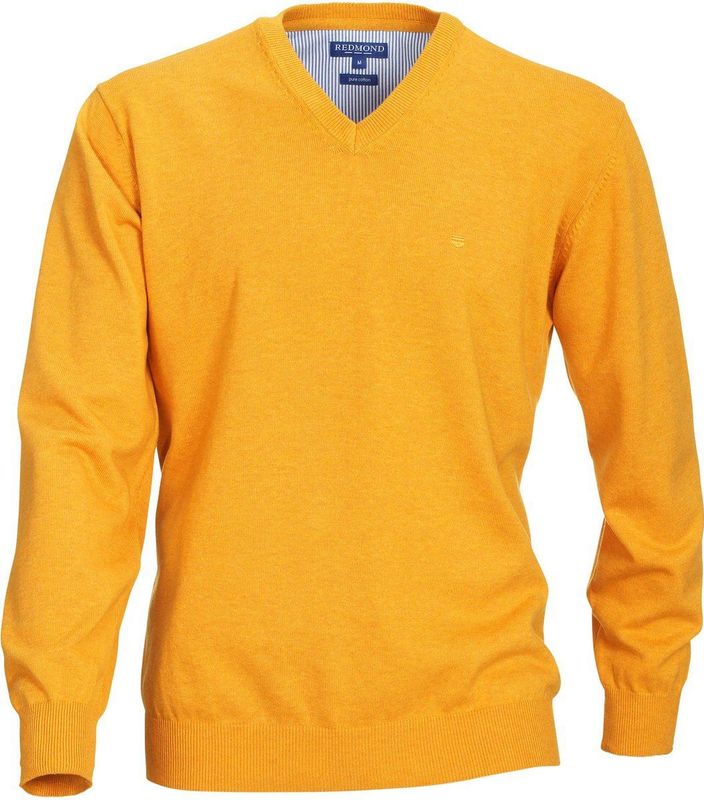Redmond Casual Trui V-hals oker, Effen