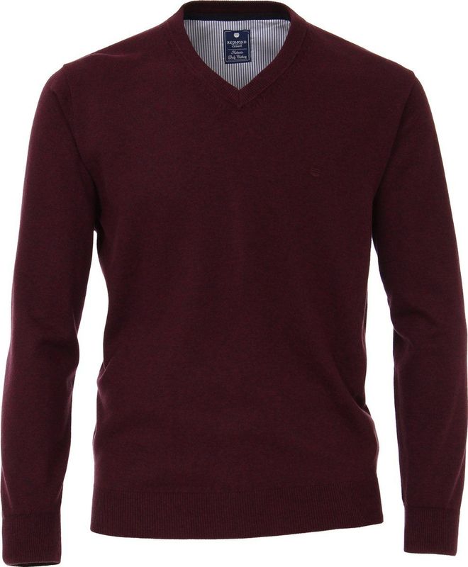 Redmond heren trui katoen - V-hals - bordeaux rood