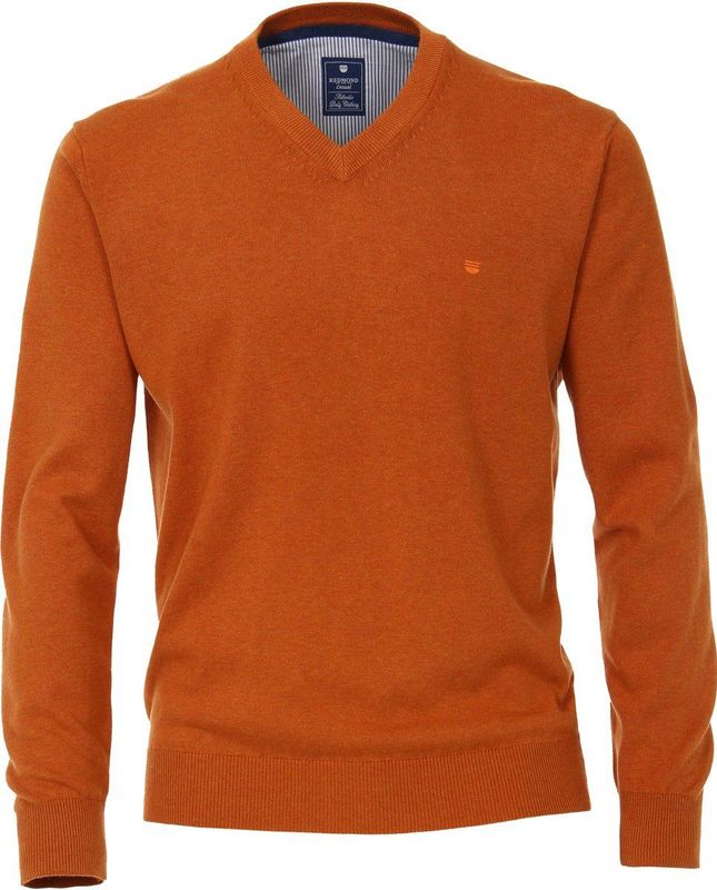 Redmond heren trui katoen, V-hals, beige (middeldik)