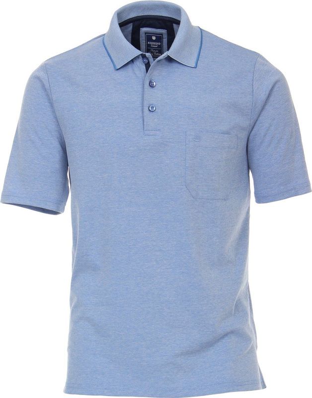 Redmond regular fit poloshirt - midden blauw melange