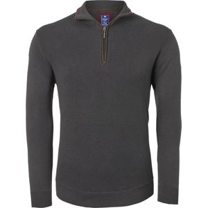 Redmond heren schipperstrui katoen - opstaande kraag - grijs (middeldik)