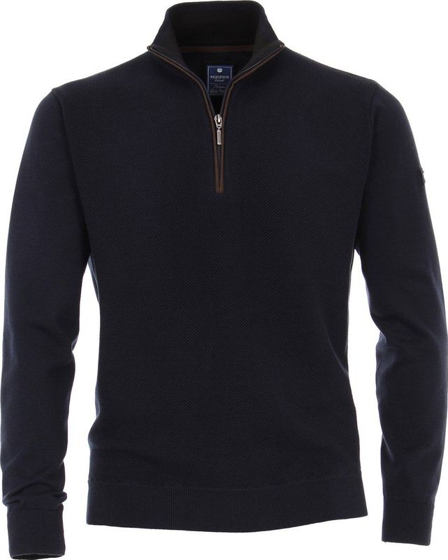 Redmond - Half-Zip Sweater - Blauw - Effen - Lange Mouw - 100% Katoen