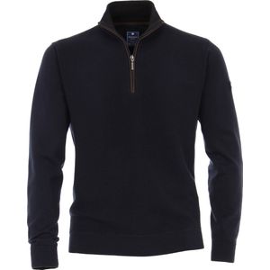 Redmond heren trui katoen - schipperstrui met rits - donker blauw