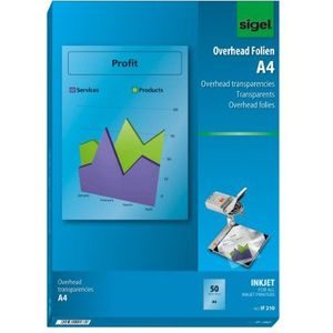 SIGEL IF210 transparante folie voor overhead-projector, 21 x 29,7 cm, voor inkjetprinters, 50 stuks