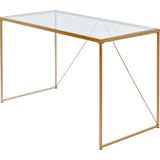 Jahnke Glam Desk helder glas bureau, gehard glas, helder glas/gouden look, één maat