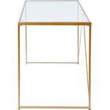 Jahnke Glam Desk helder glas bureau, gehard glas, helder glas/gouden look, één maat
