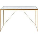 Jahnke Glam Desk KLARGLAS Bureau, gehard glas, helder glas/gouden look, één maat