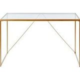 Jahnke Glam Desk helder glas bureau, gehard glas, helder glas/gouden look, één maat