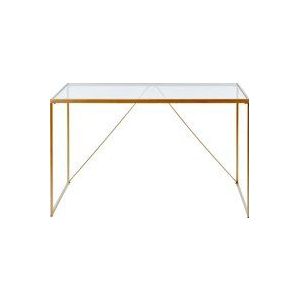 Jahnke Glam Desk helder glas bureau, gehard glas, helder glas/gouden look, één maat